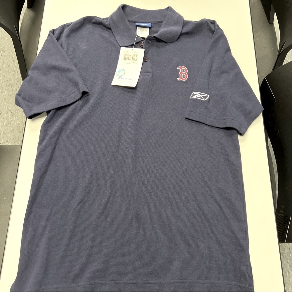 Boston Red Socks Genuine Merchandise Mens S RBK Polo Golf Shirt Embroidered Blue
